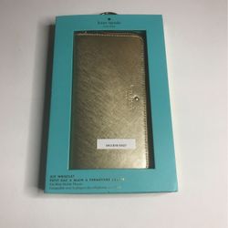 Kate Spade Zip Wristlet Saffiano Gold Fits Most Phones