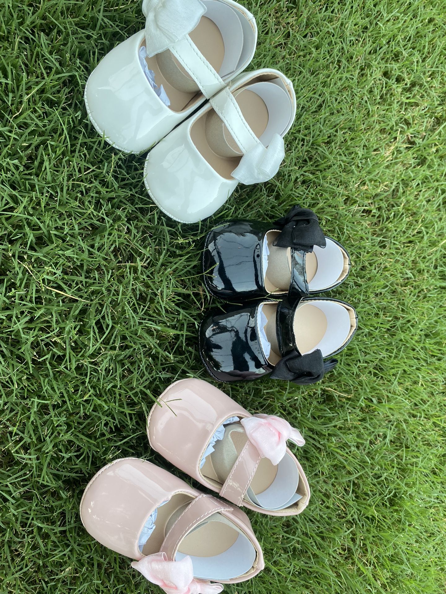 Lot Of 3 new Baby Girl Shoes Patent leather Baby Girl Crib Shoes Size 6-12 Months