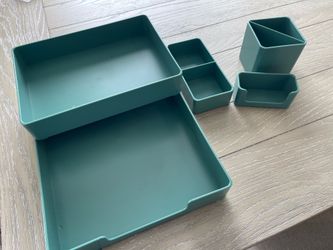Teal Desk Organizers Storage Bins Set of 5