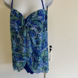 Ralph Lauren Swimsuit Bikini 1 One piece Size 16 Fly Away BLU