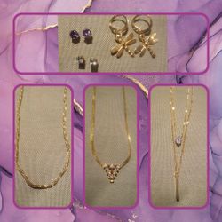 6 Piece Jewelry Set (Gold, CZ, Purple