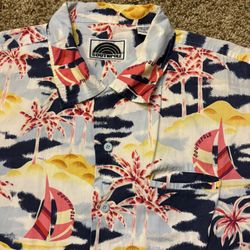 Y2K Southpole Hawaiian Tropical Print Button Down Shirt Mens Size XL
