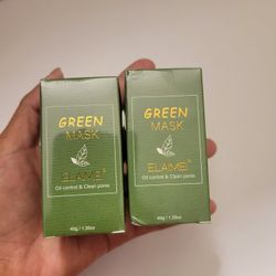 2 Pcs Green Tea Mask, Green Tea Purifying Clay Mask Deep Clean Pores - Oil Control Reduces Blackhead & Acne, Adjust The Skin'S Water And Oil Balance. 