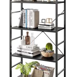 Modern Black Metal & Wood Shelf