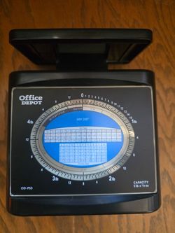 2007 Office Depot OD-PS5 mechanical postal scale features a 5 lb capacity