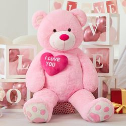 Giant Teddy Bear 52" - Big Stuffed Animal with Heart - Large I Love You Teddy Bear Plush 