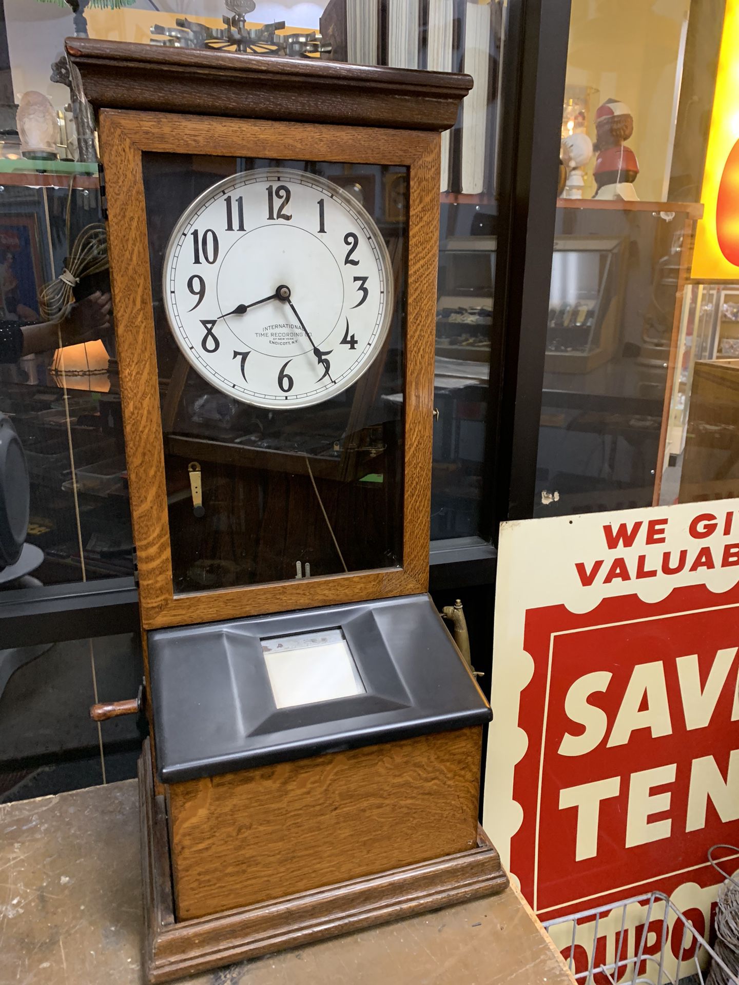 Antique International Time Recording Clock 