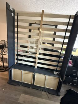 Wood Bed With Big Headboard