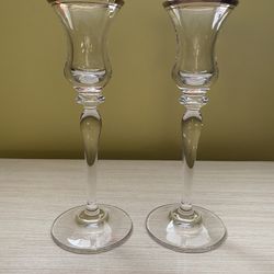 Two Mikasa Clear CandleStick Holders