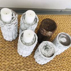 Set Of 6 Candle Holders Made In Philippines Wood