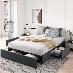 3 Hidden Storage Grey Bed Frame