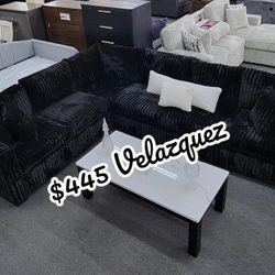 ✅️✅️4 pc black corduroy fabric upholstered 119" sectional sofa✅️pillows not included✅️✅️