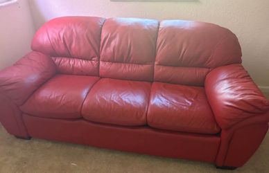 Red leather sofa