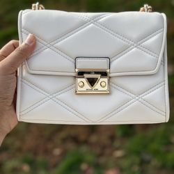 MICHAEL KORS SERENA MEDIUM SHOULDER CROSSBODY white bag