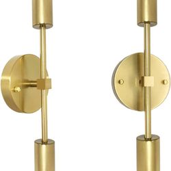 2-Light Matte Gold Bathroom Vanity Light Fixtures,2Pack E26/E27 Wall Light Fixtures Indoor,Modern Minimalist Bathroom Vanity Wall Sconce for Hallway,R