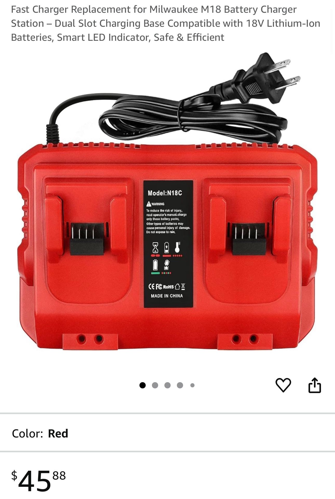 Fast Charger Replacement For Milwaukee M18 Battery Charger Station