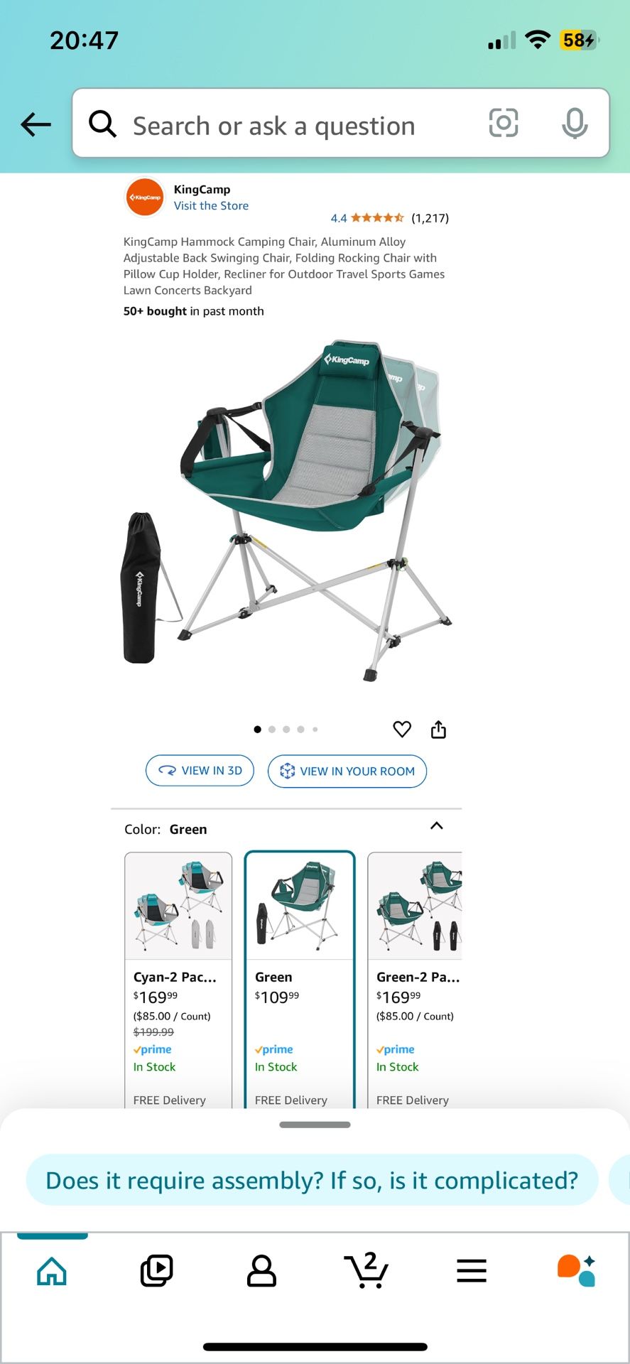 Kingcamp Hammock Rocking Camping Chair *NEW*