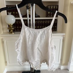 Mahina Linen White lace camisole with a touch of fairy charm