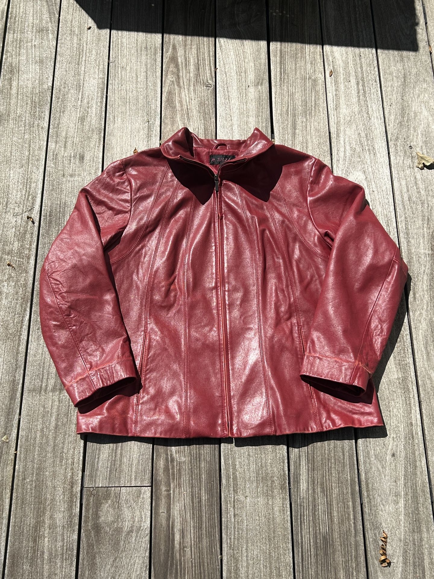 Vintage Red Leather Jacket-Size Large