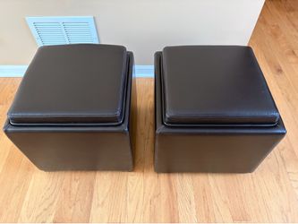 Pair of Crate & Barrel storage ottomans