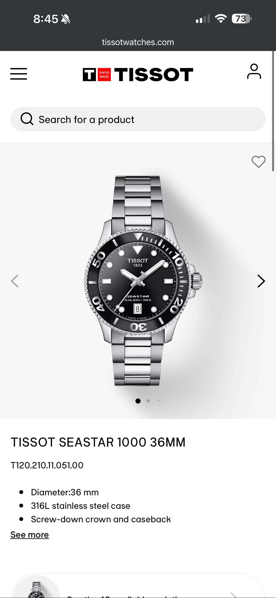 TISSOT SEASTAR 1000 36MM T120.210.11.051.00
