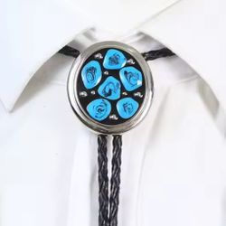 New Western Rodeo Turqouise  Leather Bolo Tie. SHIPPING AVAILABLE 