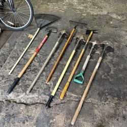 Shovels,rakes,hoe, spade  -10 dollars each