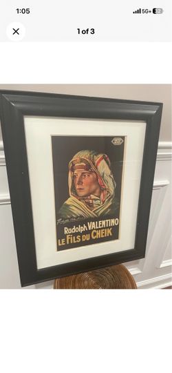 Framed Rudolph Valentino Le Fils du Cheik Movie Poster Print 20.25 x 24
