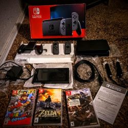 Nintendo Switchv32gb Grey Console With 3 Games Bundle