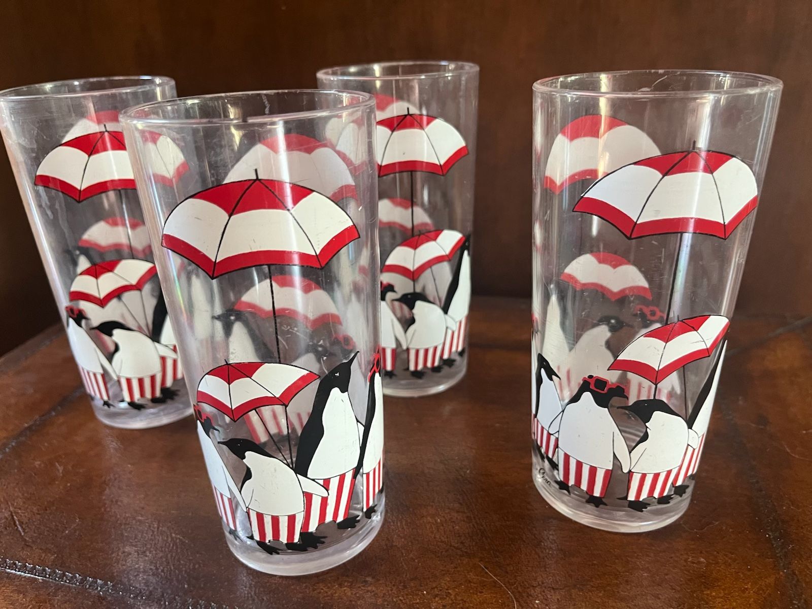 Penguins at the Beach Vintage Cera Acrylic Glasses
