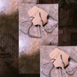 Silver Heart Hoops Earrings 