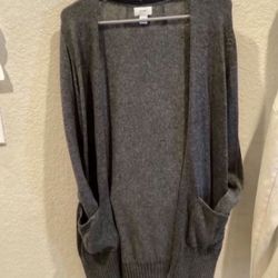 OLD NAVY MEDIUM GREY OPEN FRONT LONGLINE CARDIGAN