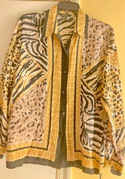 Mixed Animal Print Button-Up Blouse *Silk