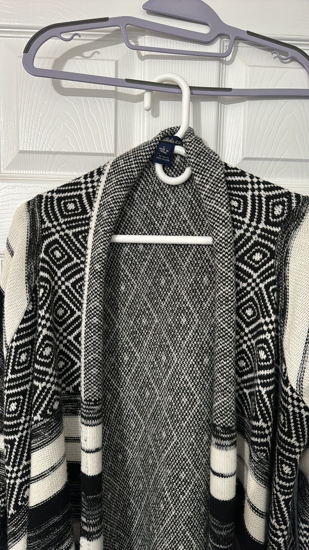 Black And White Cardigan Sweater