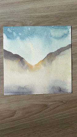 Original Watercolor Mountain Landscape Painting