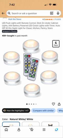 LED Puck Lights with Remote Control 6-Pack