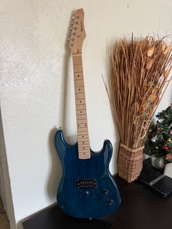 Davidson blue solid-body electric guitar for parts or repair