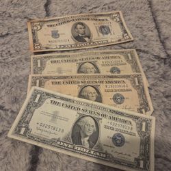 One Dollar Bill and Five Dollars Bill