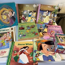 LOT Disney Snow White Pinocchio Books Toys Puzzles ALL FOR