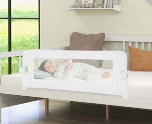 42" Toddler Foldable Bed Rail with Adjustable Safety Strap Bedrail Guard White