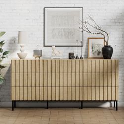 UEV 3 Piece Dresser and Nightstand Sets for Bedroom, 59" Long 9 Drawer Dresser & Nightstand Set of 2, Modern Fluted Solid Wood Dressers Set, Bedroom F