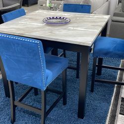 Lennon blue  /White Faux Leather 5 Piece Counter Height Set
$549