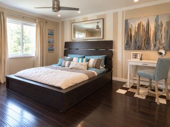 Modern Dark Wood Platform Bed Frame – Good Condition