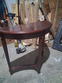 Half moon Wood Side Table Cherry Finish