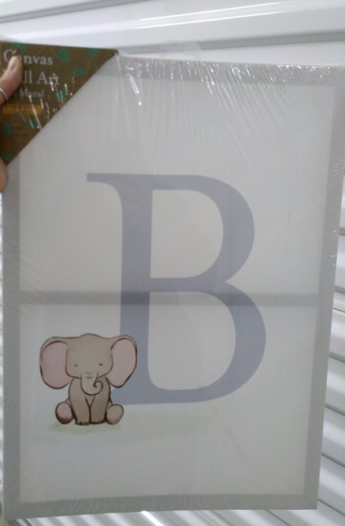 Letter B Cute Baby Elephant Canvas
