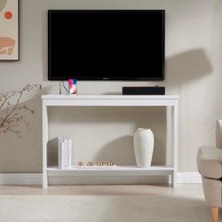Narrow Sofa Table Outlet USB Port Behind Couch Skinny Console Charging Station Long Slim Living Dining Room Hallway Entry Hall Bed White HILLCREST