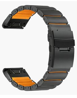 New Lightweight Titanium Silicone Watch Band for Garmin Fenix 8 / Tactix 8 / epix Pro/Enduro, Elevate Dual-Layer Wrist Strap with Flip-Lock Folding Cl