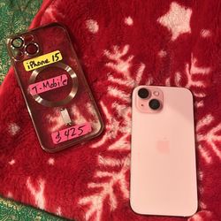 Pink apple iPhone 15 T-mobile