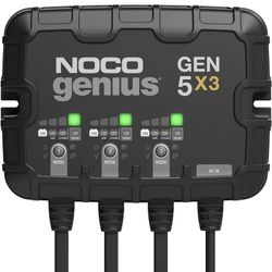 NOCO Genius GEN5X3, 3 bancos, 15 amperios (5 amperios por banco) cargador marino inteligente completamente automático, cargador de batería integrado d