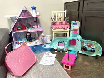 L.o.L Lot house, dolls, camper, stand, Lol holder with handle